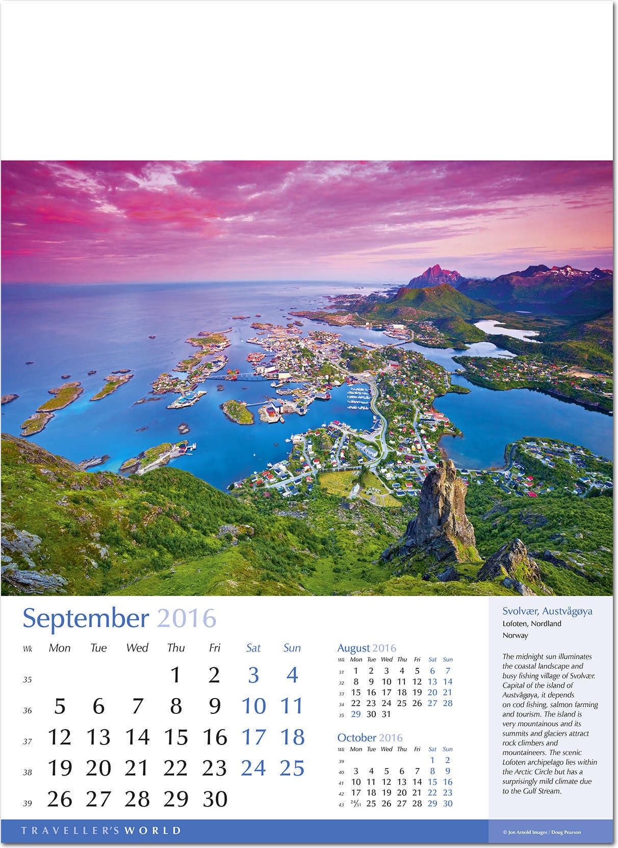 Traveller's World Calendar 2016 Rose Calendars